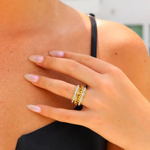 Load image into Gallery viewer, CZ Eternity With 18K Gold Center Chain Spinner Stainless Steel Ring