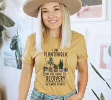 Load image into Gallery viewer, I Am A Plantaholic On The Road T-shirt | Graphic Top: Heather Gray / Small