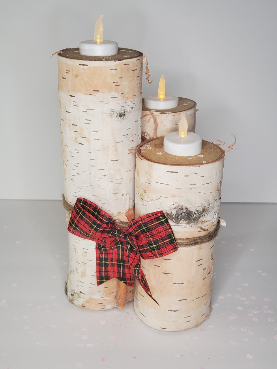 Handmade Real Birch Log Candle Holder set Good Thyme Planting