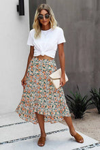 Load image into Gallery viewer, Floral Ruffle Swing Midi Skirt: 100%VISCOSE
