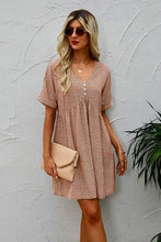 Load image into Gallery viewer, Dot Print V Neck Tunic Dress: KHAKI / S
