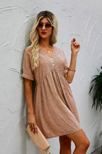 Load image into Gallery viewer, Dot Print V Neck Tunic Dress: KHAKI / S
