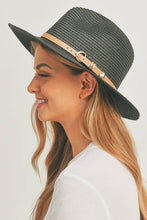 Load image into Gallery viewer, PU Leather Buckled Band Panama Hat: Taupe
