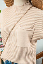 Load image into Gallery viewer, Fall Patch Pocket Rib Knit Short Sleeve Sweater*S-2XL
