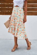 Load image into Gallery viewer, Floral Ruffle Swing Midi Skirt: 100%VISCOSE
