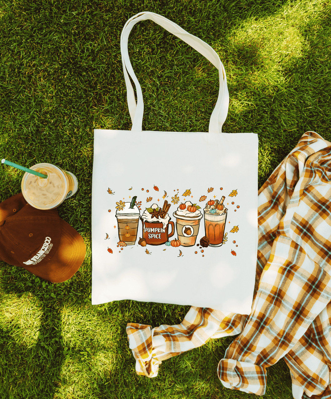 Fall Coffees Pumpkin Spice Autumn 100% Cotton Canvas Tote Bag