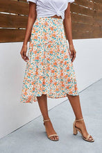 Load image into Gallery viewer, Floral Ruffle Swing Midi Skirt: 100%VISCOSE

