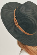 Load image into Gallery viewer, PU Leather Buckled Band Panama Hat: Taupe

