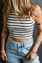 Load image into Gallery viewer, Stripe Round Neck Cropped Slim Tank Top: Apricot
