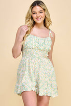 Load image into Gallery viewer, PLUS SIZE TIE STRAP FLORAL ROMPER
