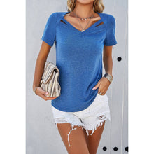 Load image into Gallery viewer, Solid Short Sleeves Loose Fit Cut Out Shirt: WHITE / M
