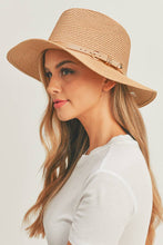 Load image into Gallery viewer, PU Leather Buckled Band Panama Hat: Taupe
