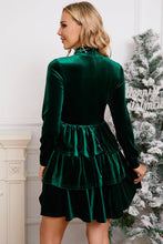 Load image into Gallery viewer, Velvet Christmas High Neck Tiered Ruffle Mini Dress
