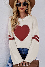 Load image into Gallery viewer, Women Oversized Heart Printed Ribbed Pullover
