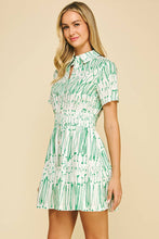 Load image into Gallery viewer, PRINT BUTTON DOWN MINI DRESS
