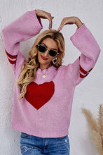 Load image into Gallery viewer, Women Oversized Heart Printed Ribbed Pullover
