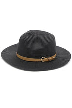 Load image into Gallery viewer, PU Leather Buckled Band Panama Hat: Taupe
