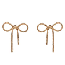 Load image into Gallery viewer, Bow Ribbon Knob Metal Stud Post Earrings: ONE SIZE / GD
