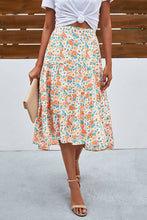 Load image into Gallery viewer, Floral Ruffle Swing Midi Skirt: 100%VISCOSE
