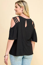 Load image into Gallery viewer, PLUS SIZE CAGE COLD SHOULDER TOP pink
