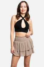 Load image into Gallery viewer, Solid Ruffle Tiered Mini Skort: Green / LXL
