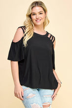 Load image into Gallery viewer, PLUS SIZE CAGE COLD SHOULDER TOP pink
