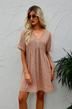 Load image into Gallery viewer, Dot Print V Neck Tunic Dress: KHAKI / S
