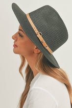Load image into Gallery viewer, PU Leather Buckled Band Panama Hat: Taupe
