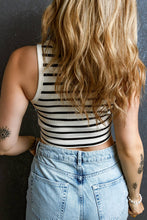 Load image into Gallery viewer, Stripe Round Neck Cropped Slim Tank Top: Apricot
