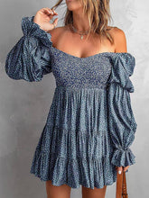 Load image into Gallery viewer, Sexy Waistband A-line Dress Off Shoulder Dress: Beige
