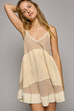 Load image into Gallery viewer, V-neck sleeveless adjustable strap cut sew solid knit dress: NATURAL
