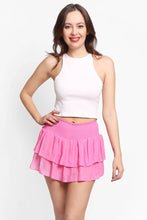 Load image into Gallery viewer, Solid Ruffle Tiered Mini Skort: Green / LXL

