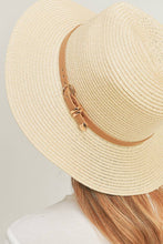Load image into Gallery viewer, PU Leather Buckled Band Panama Hat: Taupe
