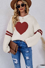 Load image into Gallery viewer, Women Oversized Heart Printed Ribbed Pullover
