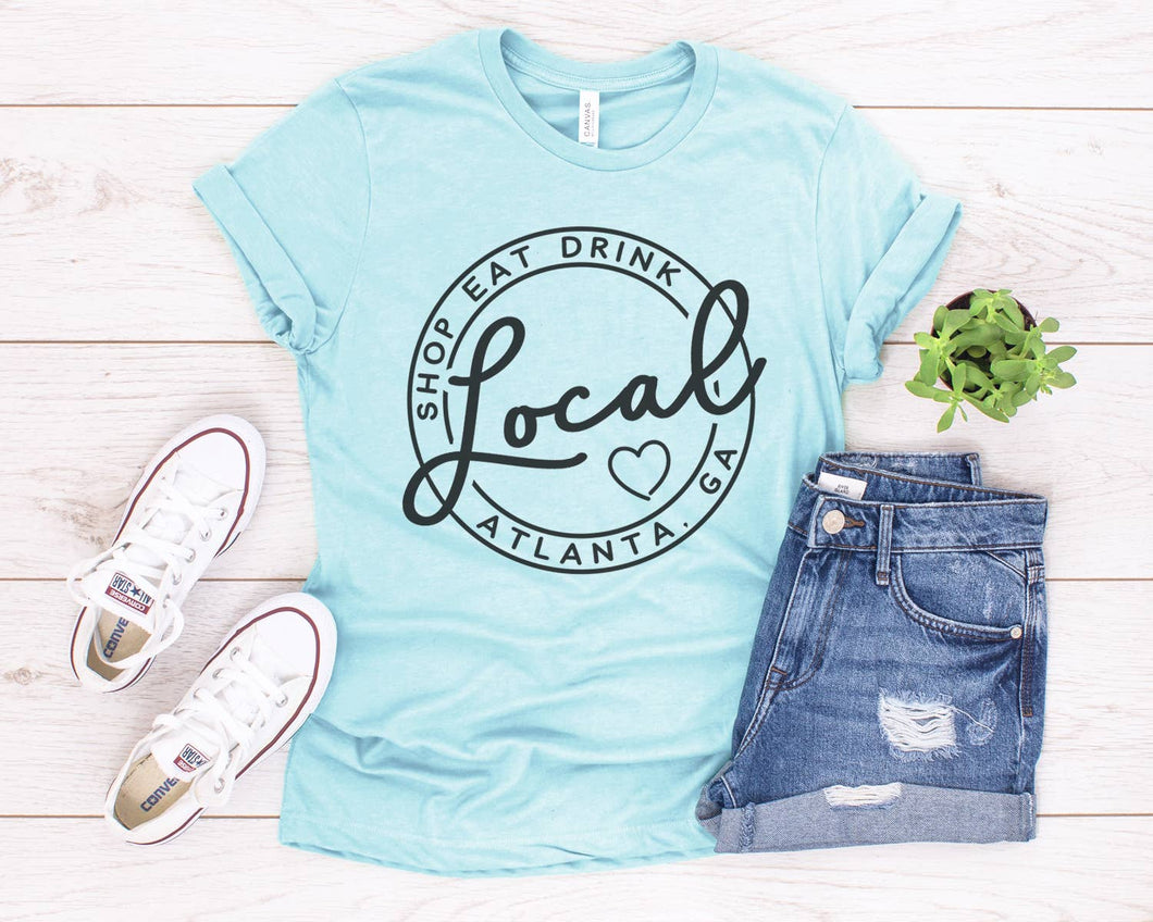 Custom Local Circle Shop Eat Drink Tee NEW COLORS: M / Htr Ice Blue