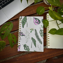 Load image into Gallery viewer, Spiral Lined Notebook - House Plants White
