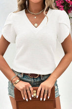 Load image into Gallery viewer, Klein Waffle Knit V-Neck Top White / S
