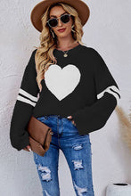 Load image into Gallery viewer, Women Oversized Heart Printed Ribbed Pullover
