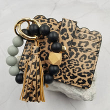 Load image into Gallery viewer, Silicone Bead Bangle Keychain Card Holder Bracelet: White
