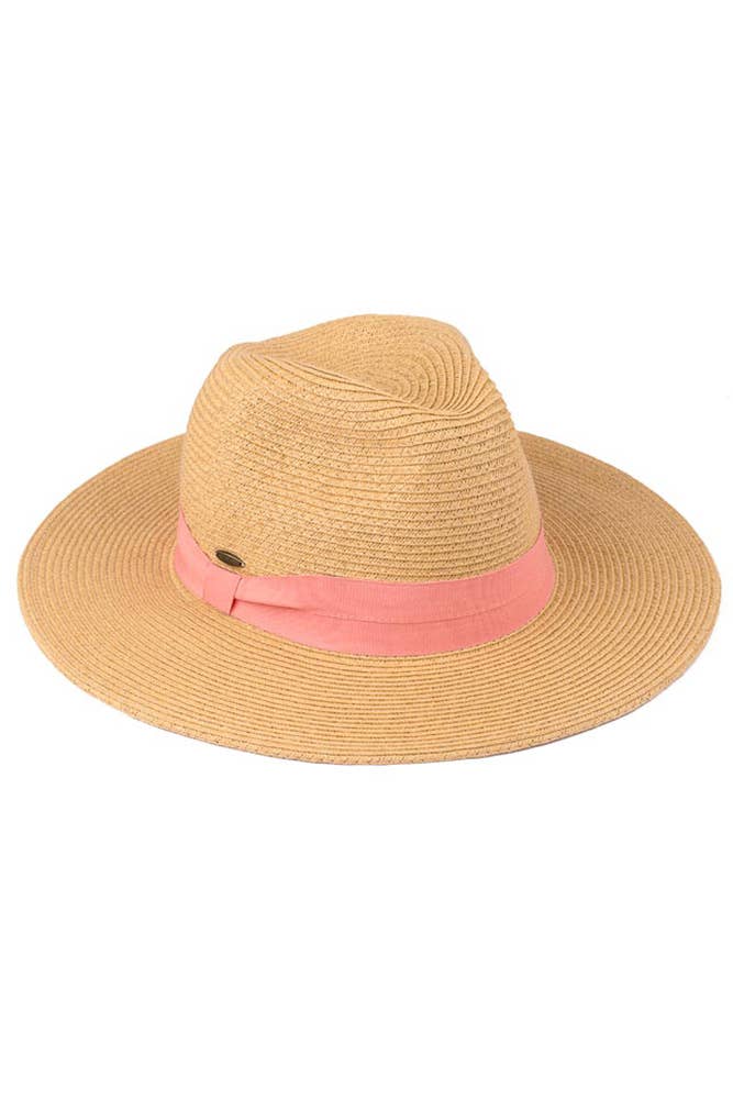 Straw Hat Drawstring Adjustable String Straw Hat: Dark Natural/Coral – Ivy and Vines Boutique