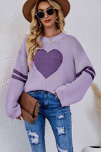 Load image into Gallery viewer, Women Oversized Heart Printed Ribbed Pullover
