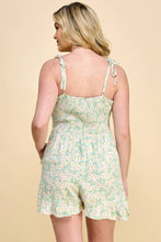 Load image into Gallery viewer, PLUS SIZE TIE STRAP FLORAL ROMPER
