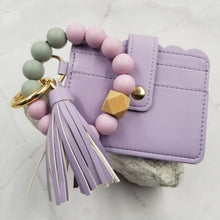 Load image into Gallery viewer, Silicone Bead Bangle Keychain Card Holder Bracelet: White
