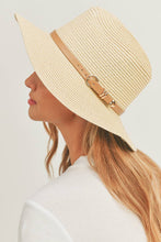 Load image into Gallery viewer, PU Leather Buckled Band Panama Hat: Taupe
