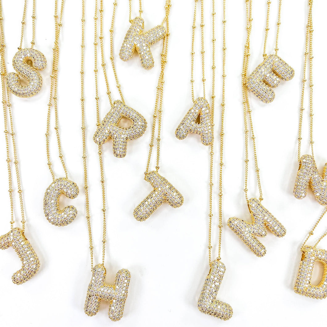 Initial Bubble 18K Gold Necklace
