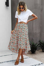 Load image into Gallery viewer, Floral Ruffle Swing Midi Skirt: 100%VISCOSE
