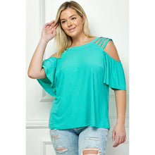 Load image into Gallery viewer, PLUS SIZE CAGE COLD SHOULDER TOP pink
