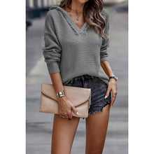 Load image into Gallery viewer, Causal V Neck Loose Fit Hoodie Top: BLACK / M
