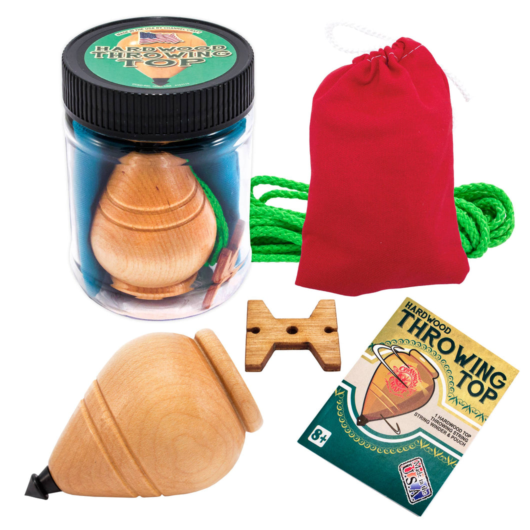 Hardwood Top Toy Jar with Color Canvas Pouch