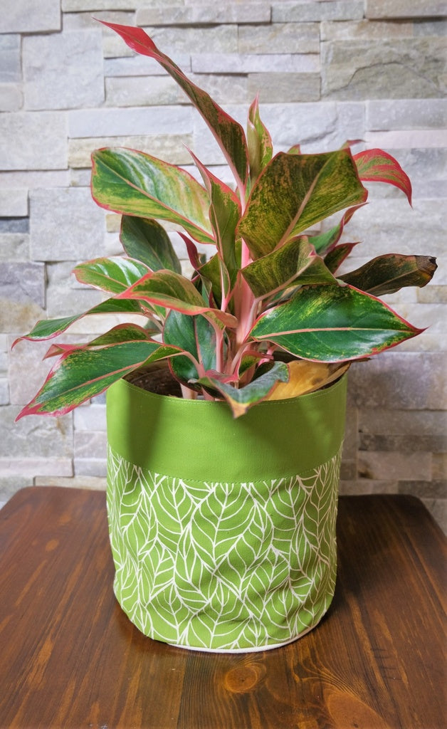 Green Leaf Cotton canvas pot cover
